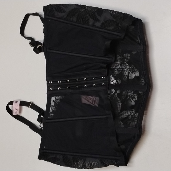 Victorias Secret Very Sexy Ziggy Glam black floral lace cut out corset S-dd - Picture 4 of 6